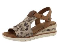 MUSTANG Damen Schuhe Sandalen Leopard-Muster Sandaletten Sommerschuhe mit Keilabsatz 26M0112007 Beige (00006) 38