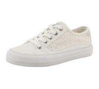 MUSTANG Damen Schuhe Sneakers Low Top Kunstleder Schnürschuhe mit gehäkeltem Besatz 26M0222009 White (00002) 40