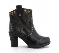 Mustang Damen schwarze Blumen-Fußstiefel mit Absatz - M0162012 EU 37