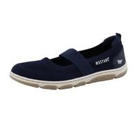 MUSTANG Riemchenballerina Sue – Damen, Lederimitat/Textil, mit Gummizug, navy Gr. 37