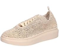 Mustang Damen Sneaker 1468301 Makramee Blumen Netzstruktur Beige Größe 38 EU