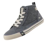 Sneaker MUSTANG SHOES "Winona", Herren, Gr. 40, jeansblau, Lederimitat, Textil, Schuhe Sneaker, Schnürboots, High Top-Sneaker mit Blüten-Stickerei (68118018-40) jeansblau