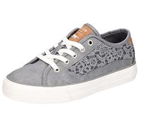 MUSTANG Damen Sneaker Schnürschuh floral Häkelspitze 1272-309, Größe:37 EU, Farbe:Blau