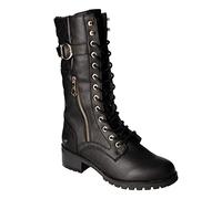 MUSTANG Damen Stiefel Langschaft Warmfutter Goldfarbene Schnalle 1435-602, Größe:37 EU, Farbe:Schwarz