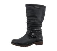 Winterstiefel MUSTANG SHOES "Elfi", Damen, Gr. 40, Normalschaft, blau (navy), Lederimitat, Basic, Schuhe Winterstiefel, Stiefel mit Zierriemchen und Blockabsatz (21741869-40)