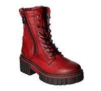 MUSTANG Damen Stiefelette Biker Plateau Chunky Sohle Reißverschluss 1447-504, Größe:36 EU, Farbe:Rot