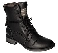 MUSTANG Damen Stiefelette Boot Nieten schaftumspielende Schnürung lässig 1265-508, Größe:37 EU, Farbe:Schwarz