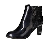 MUSTANG Damen Stiefelette floral Blumenmuster Trichterabsatz Holzoptik 1335-507, Größe:40 EU, Farbe:Blau