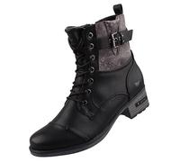 MUSTANG Damen Stiefelette Schnürboot mit Riemen und Schnalle 1229-519, Größe:38 EU, Farbe:Schwarz