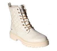 MUSTANG Damen Stiefelette Schnürboot Plateau gesteppt Rautenmuster 1398-516, Größe:38 EU, Farbe:Weiß