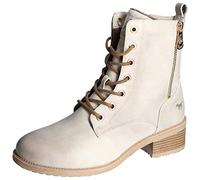 MUSTANG Damen Stiefelette Schnürboot Zierreißverschluss goldene Details 1402-502, Größe:40 EU, Farbe:Weiß