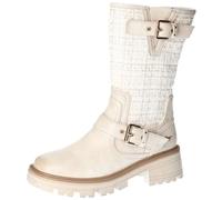 MUSTANG Damen Stiefelette Wadenhoch mit Strickeinsatz und Zierschnallen 1469-506, Größe:41 EU, Farbe:Beige