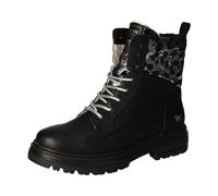 MUSTANG Damen Stiefelette Warmer Plateau Schnürboot mit Leomuster 1404-605, Größe:40 EU, Farbe:Schwarz