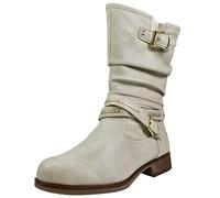 Winterstiefel MUSTANG SHOES Gr. 39, Normalschaft, blau (ice, used) Damen Schuhe Winterstiefel mit Zierschnallen am slouchy Schaft (14816531-39)