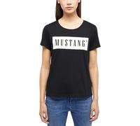 MUSTANG T-Shirt Alma Damen – Printlogo, 100% Baumwolle, Rundhals, Regular Fit – Schwarz L