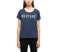 Mustang T-Shirt Alma – Damen, Kurzarm, Printlogo, Regular Fit – Dunkelblau XL