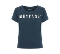 MUSTANG Damen T-Shirt - Alma, Baumwolle, Rundhals, Logo Dunkelblau XL