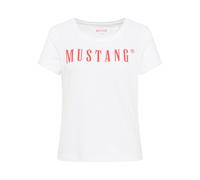 MUSTANG Damen T-Shirt Alma, Regular Fit, Rundhals, 100% Baumwolle, Größe L, Weiß