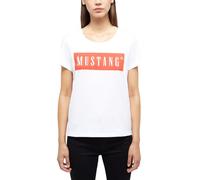 MUSTANG Damen T-Shirt ALMA - Regular Fit - XS S M L XL Weiss Schwarz Baumwolle, Größe:L, Farbe:General White 2045