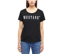 MUSTANG Damen T-Shirt ALMA - Regular Fit - XS S M L XL Weiss Schwarz Baumwolle, Größe:S, Farbe:Black 4142