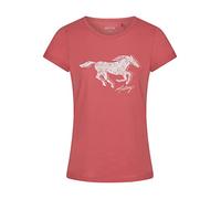MUSTANG Damen T-Shirt Rundhals O-Neck Basic Kurzarm Logo Print Sommer Shirt 100% Baumwolle Weiß Blau Grün Rot S M L XL XXL, Größe:XXL, Farbe:Coral (1014029-8142)