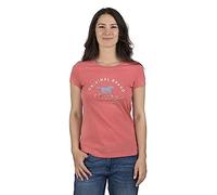 MUSTANG Damen T-Shirt Rundhals O-Neck Basic Slim Fit Kurzarm Logo Print Sommer Shirt 100% Baumwolle Weiß Blau Grün Rot S M L XL XXL, Größe:XL, Farbe:Coral (1014028-8142)