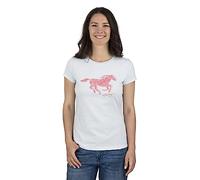 MUSTANG Damen T-Shirt Rundhals O-Neck Basic Slim Fit Kurzarm Logo Print Sommer Shirt 100% Baumwolle Weiß Blau Grün Rot S M L XL XXL, Größe:M, Farbe:Hellblau (1014029-5022)