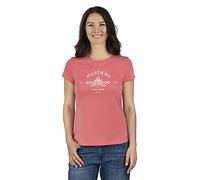MUSTANG Damen T-Shirt Rundhals O-Neck Basic Slim Fit Kurzarm Logo Print Sommer Shirt 100% Baumwolle Weiß Blau Grün Rot S M L XL XXL, Größe:L, Farbe:Coral (1014031-8142)
