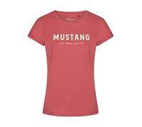 MUSTANG Damen Tshirt Rundhals O-Neck Basic Kurzarm Logo Print Sommer Shirt | 100% Baumwolle Weiß Blau Grün Rot S M L XL XXL