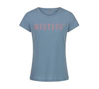 MUSTANG Damen Tshirt Rundhals O-Neck Basic Kurzarm Logo Print Sommer Shirt | 100% Baumwolle Weiß Blau Grün Rot S M L XL XXL