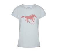 MUSTANG Damen Tshirt Rundhals O-Neck Basic Kurzarm Logo Print Sommer Shirt | 100% Baumwolle Weiß Blau Grün Rot S M L XL XXL