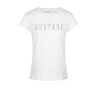 MUSTANG Damen Tshirt Rundhals O-Neck Basic Kurzarm Logo Print Sommer Shirt | 100% Baumwolle Weiß Blau Grün Rot S M L XL XXL