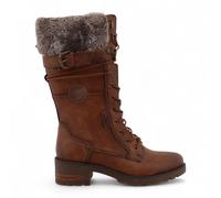 Mustang Damen Winter-Kampfstiefel aus Kunstfell in Braun mit halbhoher Wade EU 38
