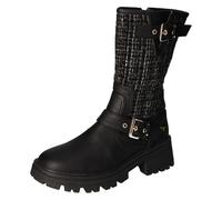 MUSTANG Damen Stiefel Lederimitat/Textil Schwarz Warmfutter EU 37