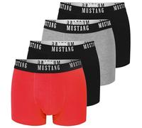MUSTANG Herren Boxershorts 4er Set - Unterhosen aus Baumwolle, mit Logo (Gr. M-2XL) (DE/NL/SE/PL, Alphanumerisch, L, Regular, Regular, Rot | Schwarz | Grau)