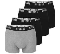 MUSTANG Herren Boxershorts 4er Set - Unterhosen aus Baumwolle, mit Logo (Gr. M-2XL) (DE/NL/SE/PL, Alphanumerisch, XXL, Regular, Regular, Schwarz, Blau, Grau)