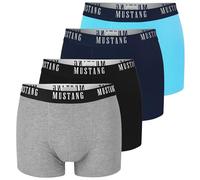 MUSTANG Herren Boxershorts 4er Set - Unterhosen aus Baumwolle, mit Logo (Gr. M-2XL) (DE/NL/SE/PL, Alphanumerisch, L, Regular, Regular, Blau, Schwarz, Grau)