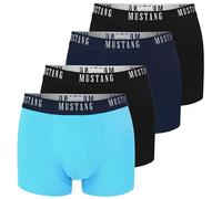 MUSTANG Herren Boxershorts 4er Set - Unterhosen aus Baumwolle, mit Logo (Gr. M-2XL) (DE/NL/SE/PL, Alphanumerisch, XL, Regular, Regular, Schwarz, Blau)