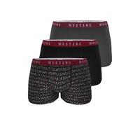 Mustang Herren Boxershorts Retropants 3er-Pack, Größe:XXL, Farbe:Schwarz Letterprint Anthrazit