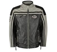 Bikerjacke MUSTANG "31021213", Herren, Gr. 48, schwarz (schwarz, grau), Obermaterial 100% Leder, Lamm / Futter: 100% Baumwolle / Ärmelfutter: 100% Polyester, Jacken (67449628-48) schwarz, grau