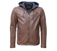 Blouson MUSTANG "31021507", Herren, Gr. S, braun (cognac), Obermaterial: 100% Lammleder / Innenfutter: 60% Baumwolle, 40% Polyester / Ärmelfutter: 100% Polyester / Kapuze: 55% Baumwolle, 45% Polyester