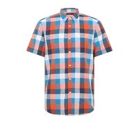 MUSTANG Herren Leinen Hemd Kurzarm 1016471 12736 orange blau Karo, Größe:5XL