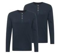 MUSTANG Herren Longsleeve 2er Pack - Arminto, Knit Rib, Henley-Kragen, Slim Fit, Baumwolle Dunkelblau / XL XL Blau