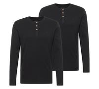 MUSTANG Herren Longsleeve 2er Pack - Arminto, Knit Rib, Henley-Kragen, Slim Fit, Baumwolle Schwarz / S S Schwarz
