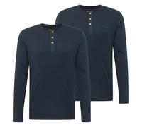 MUSTANG Herren Longsleeve 2er Pack - Arminto, Knit Rib, Henley-Kragen, Slim Fit, Bio-Baumwolle Dunkelblau 2XL