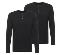 MUSTANG Herren Longsleeve 2er Pack - Arminto, Knit Rib, Henley-Kragen, Slim Fit, Bio-Baumwolle Schwarz 3XL
