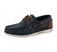 Bootsschuh MUSTANG SHOES "Orlando", Herren, Gr. 42, navy, Lederimitat, Schuhe Bootsschuh, Schnürschuh, Freizeitschuh mit modischen Ösen und Durchzügen (33389261-42) navy