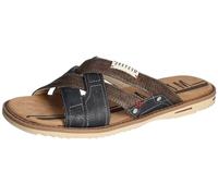 MUSTANG Herren Pantolette Kreuzriemen Ziernähte Flechtoptik 4152-706, Größe:43 EU, Farbe:Blau