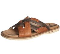 MUSTANG Herren Pantolette Kreuzriemen Ziernähte Flechtoptik 4152-706, Größe:43 EU, Farbe:Braun