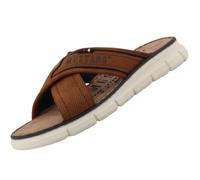 Pantolette MUSTANG SHOES "Emiliano", Herren, Gr. 42, cognac, Lederimitat, Textil, Schuhe Pantolette, Sommerschuh, Schlupfschuh mit Logoschriftzug (82659160-42) cognac